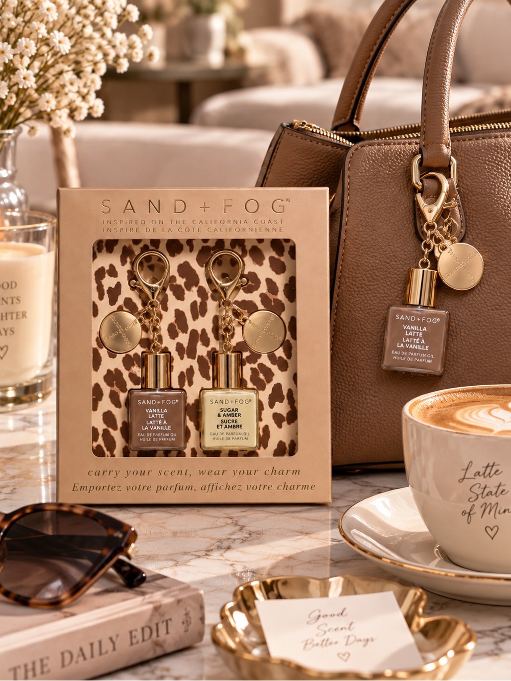 SAND + FOG Vanilla Latte & Sugar + Amber Perfume Oil Charm Set – 2 x 10 mL 🤎✨